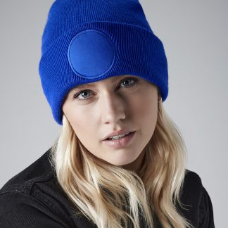 Circular patch beanie