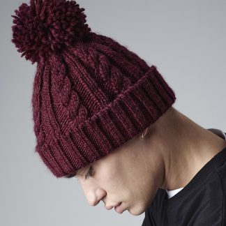 Cable knit melange beanie