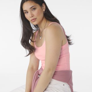 Womens micro rib spaghetti strap tank