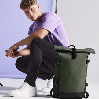 Block roll-top backpack