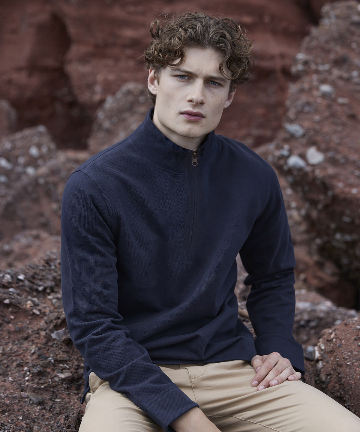 Premium piqu? 1/4-zip top