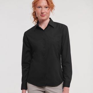 Women's long sleeve polycotton easycare poplin shirt