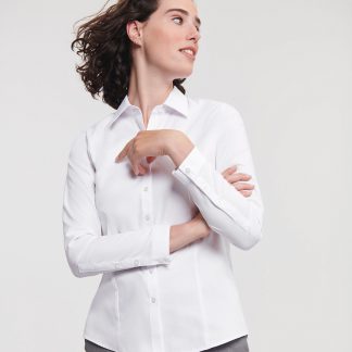 Women's long sleeve herringbone shirt