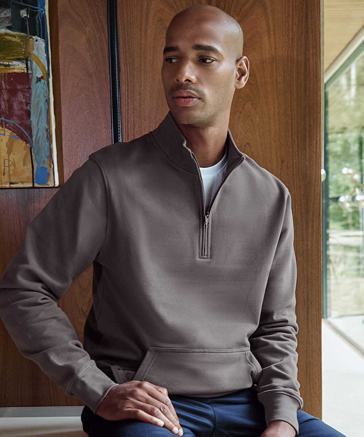 Regular fit 1/4-zip piqu? sweatshirt