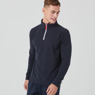 zip long sleeve fleece piped