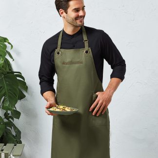 Barley Contrast Stitch Bib Apron