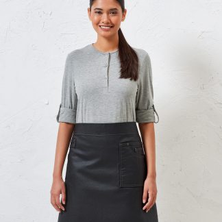 Division waxed-look denim waist apron