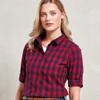 Women's Mulligan check cotton long sleeve shirt