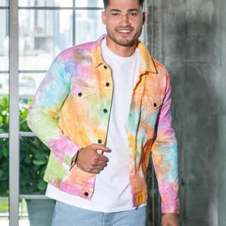 Tie-dye denim jacket
