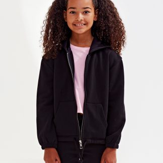 Kids TriDri recycled cropped oversize full-zip hoodie